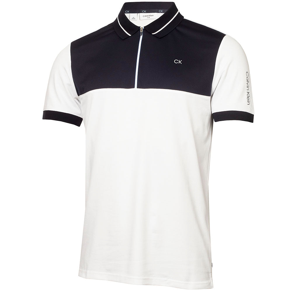 Calvin Klein Whitman Zipped Polo Shirt White Navy