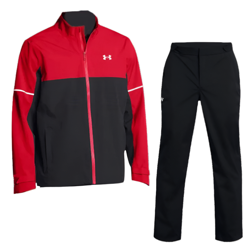 Under Armour Drive Rain Waterproof Suit - Red/Black + Black