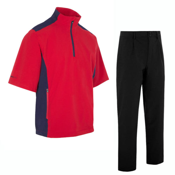 ProQuip Aqualite Waterproof Half Sleeve Suit - Red/Navy - Black