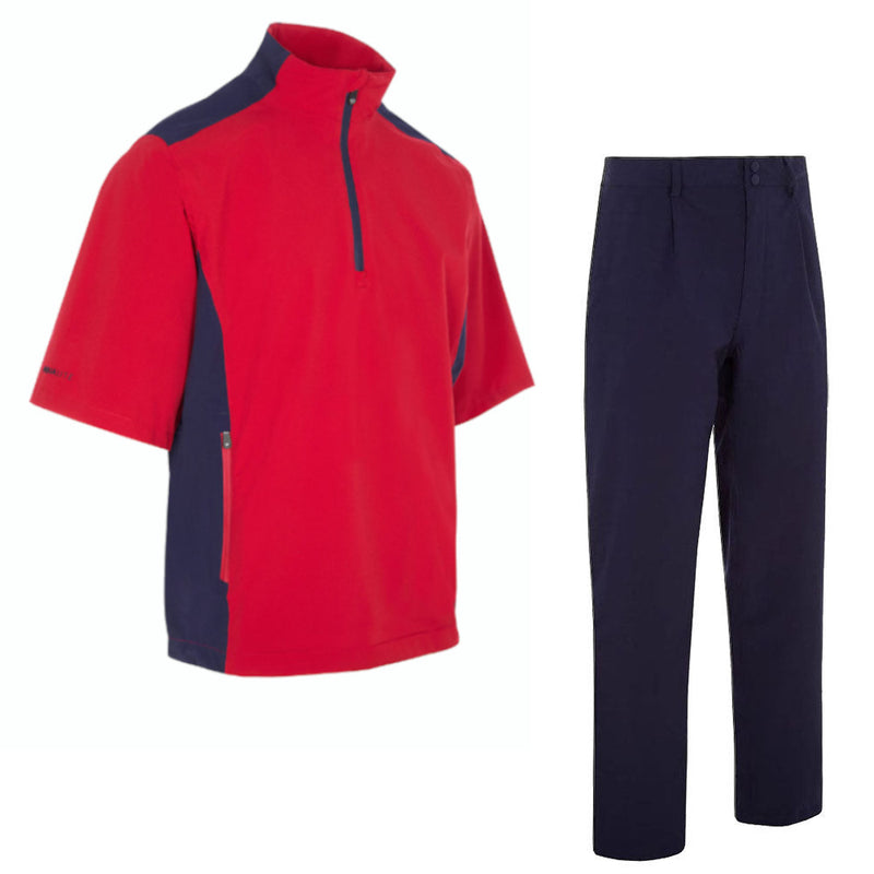 ProQuip Aqualite Waterproof Half Sleeve Suit - Red/Navy - Navy