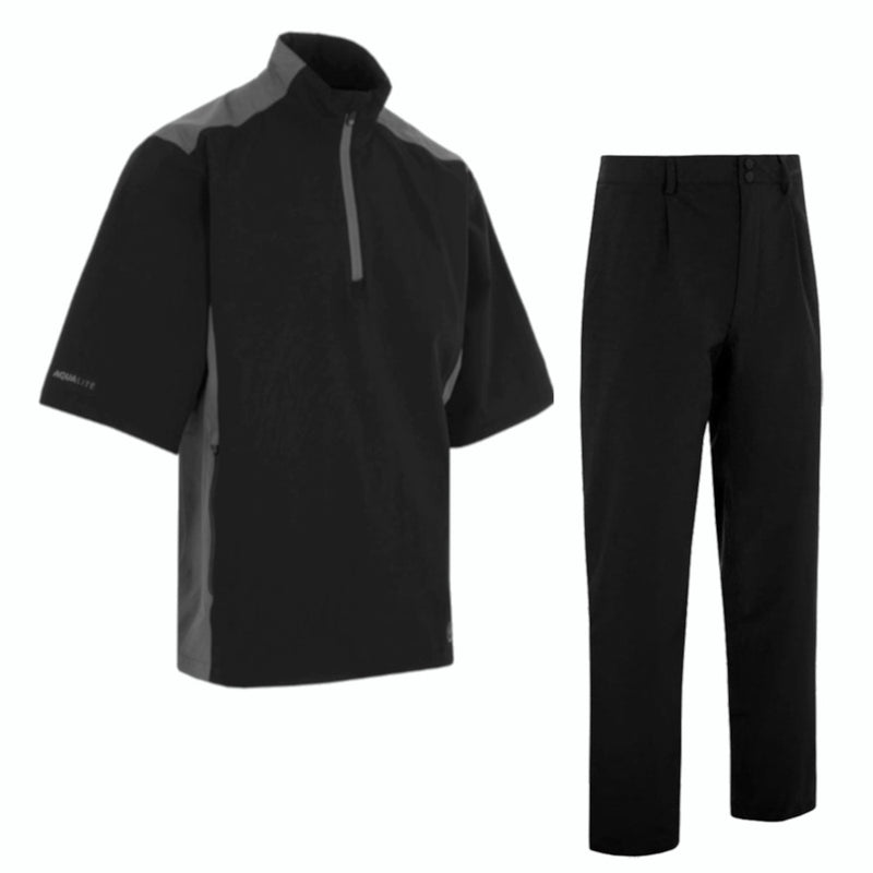 ProQuip Aqualite Waterproof Half Sleeve Suit - Black/Grey - Black