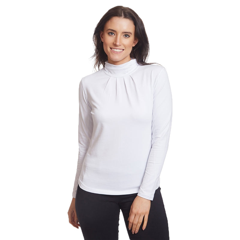 Green Lamb Regan Cotton Roll Neck Top - White