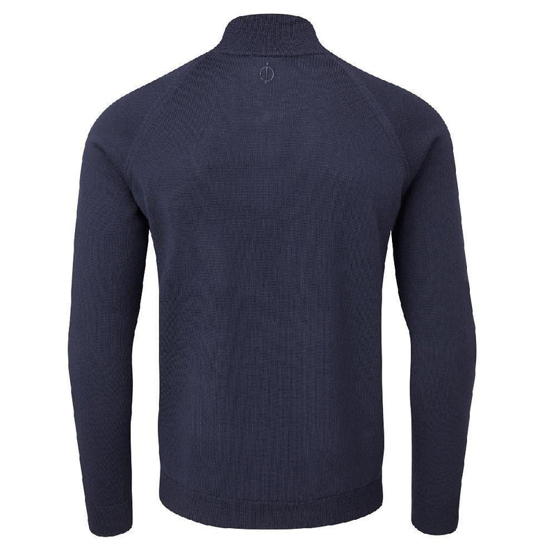 Oscar Jacobson Warwick Pin Zip Neck Merino Sweater - Navy