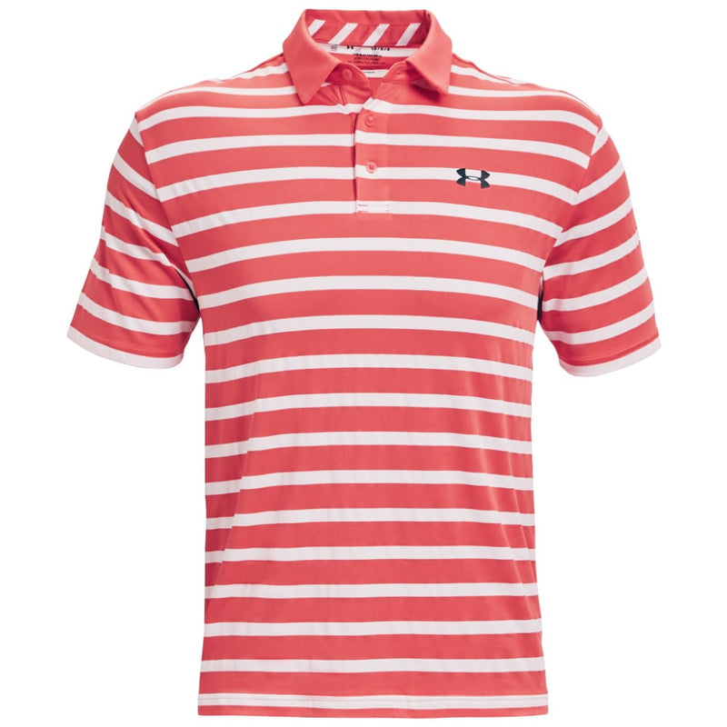 Under Armour Playoff 2.0 Back 9 Stripe Polo Shirt - Venom Red/White