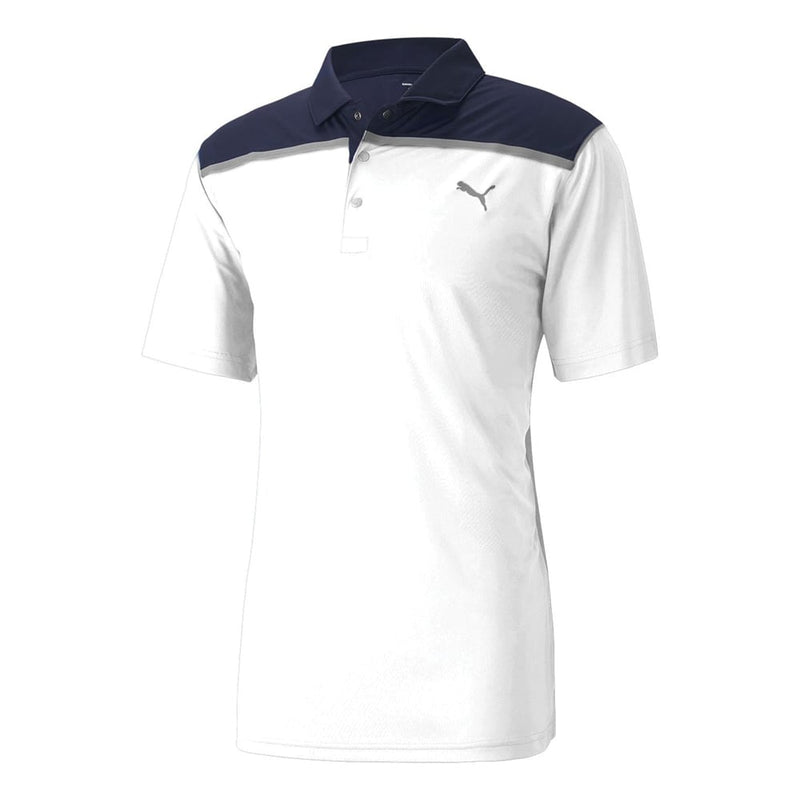 Puma Rotation Bonded Colourblock Polo Shirt - White/Navy