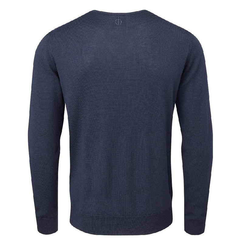 Oscar Jacobson Weston Pin V-Neck Merino Sweater - Navy