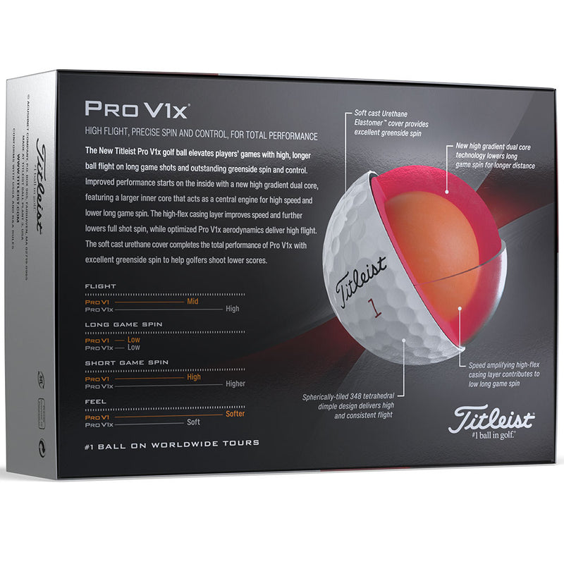 Titleist Pro V1x High Number Golf Balls - White - 12 Pack