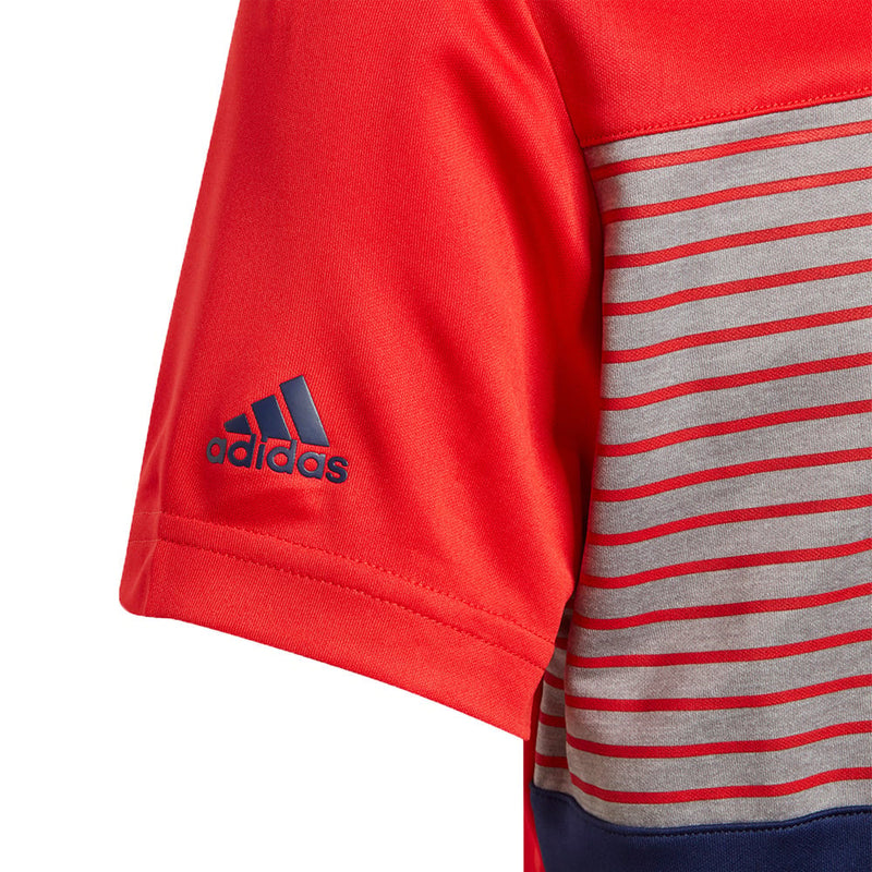 adidas Golf Engineered Stripe Junior Polo Shirt - Dark Blue/Red