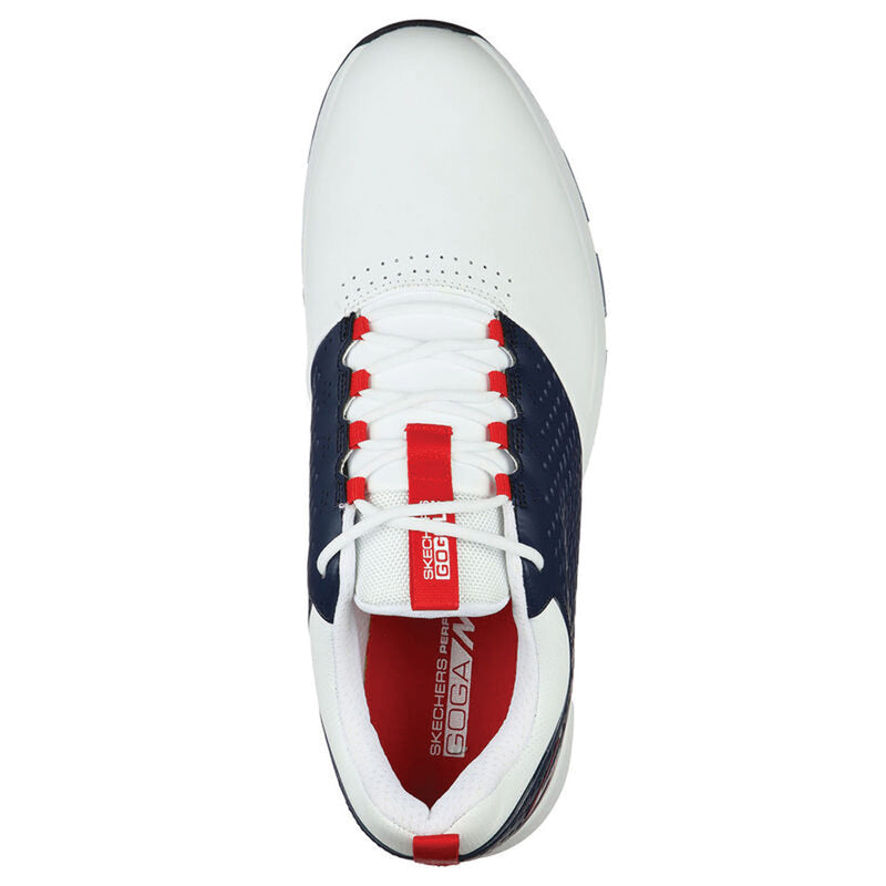 Skechers Go Golf Elite V4 Waterproof Spikeless Shoes - White/Navy/Red