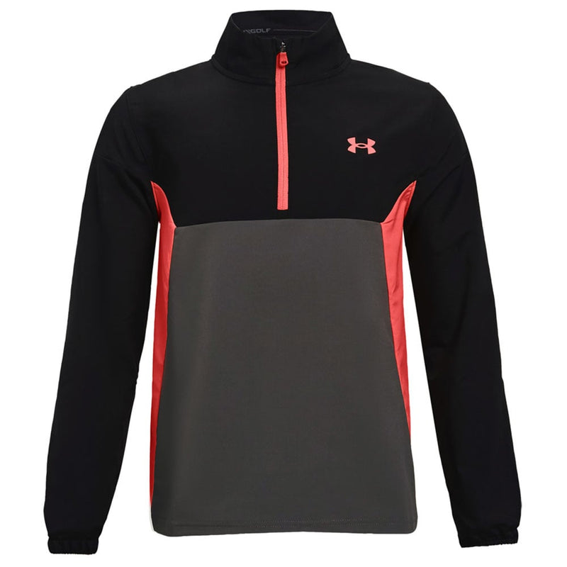 Under Armour Junior Storm Windstrike 1/2 Zip Midlayer - Black/Venom Red