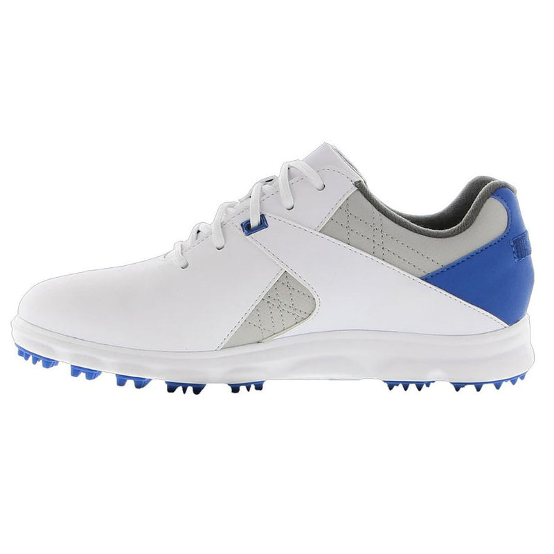 FootJoy Pro SL Spikeless Junior Shoe- White/Grey/Royal Blue