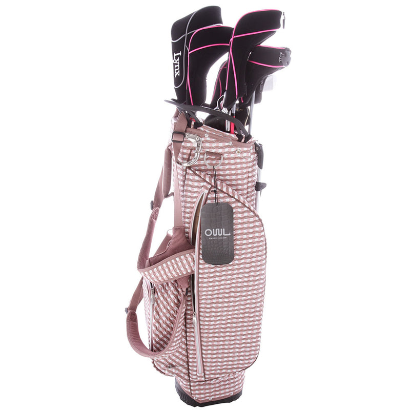 Lynx Ladies 11-Piece Premium Crystal Golf Package Set - White/Dark Brown/Pink