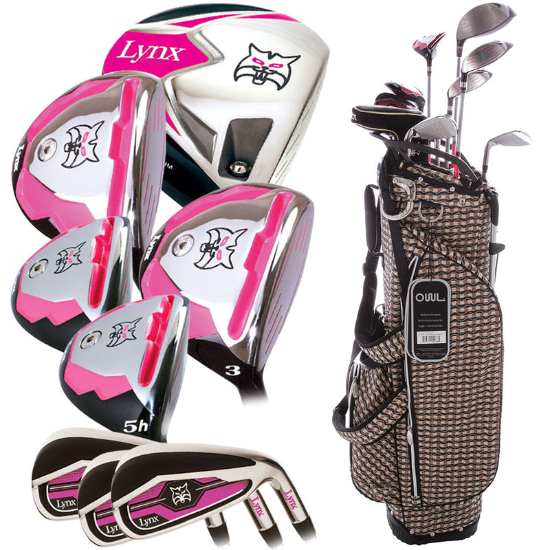 Lynx Ladies 11-Piece Premium Crystal Golf Package Set - Khaki/Black/Brown