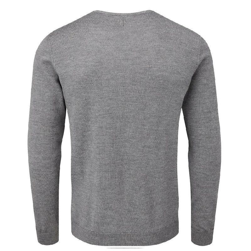 Oscar Jacobson Weston Pin V-Neck Merino Sweater - Dark Grey