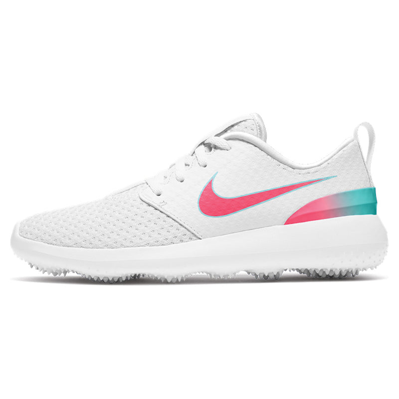 Nike Roshe G Jr. Spikeless Shoes - White/Hot Punch-Aurora Green