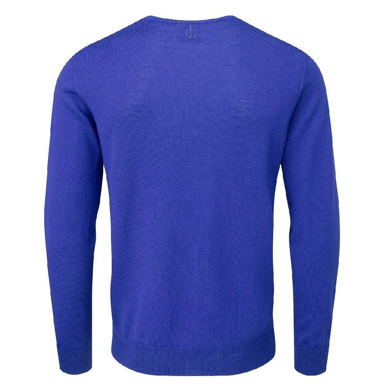 Oscar Jacobson Weston Pin V-Neck Merino Sweater - Royal Blue