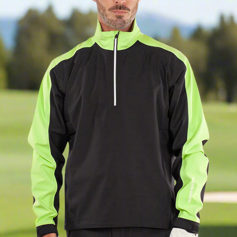 Galvin Green Adam 1/4 Zip Waterproof Jacket - Black/Fresh Green