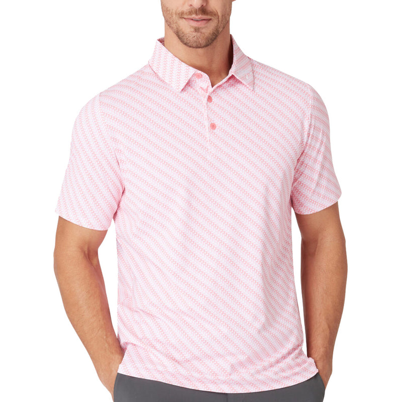 Callaway Twill Print Polo Shirt - Strawberry Pink