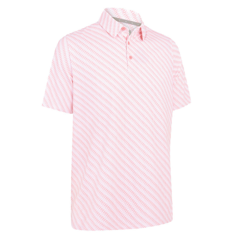 Callaway Twill Print Polo Shirt - Strawberry Pink