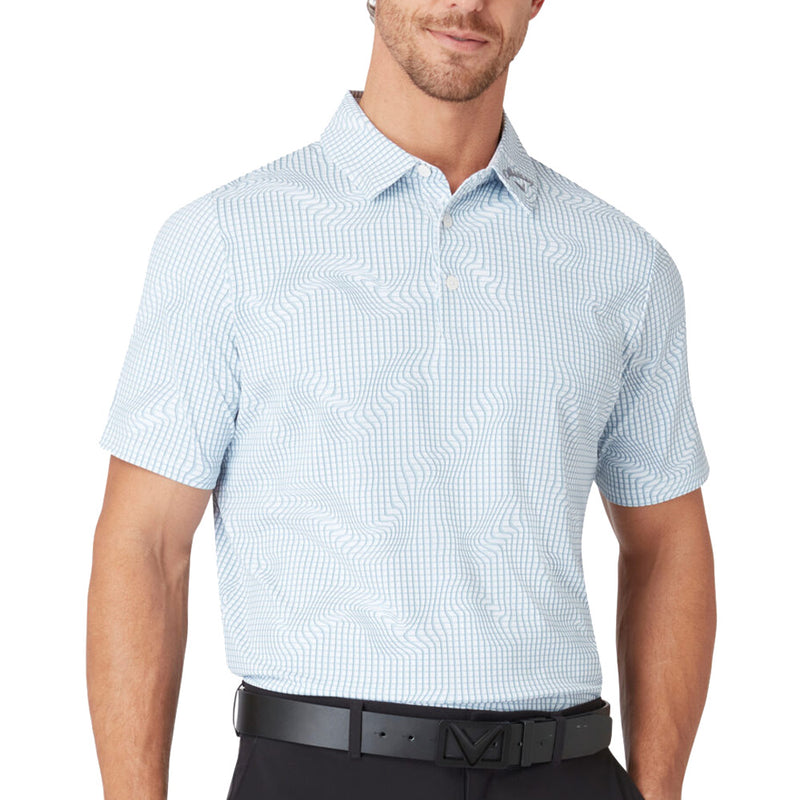 Callaway Warped Gingham Print Polo Shirt - Bright White