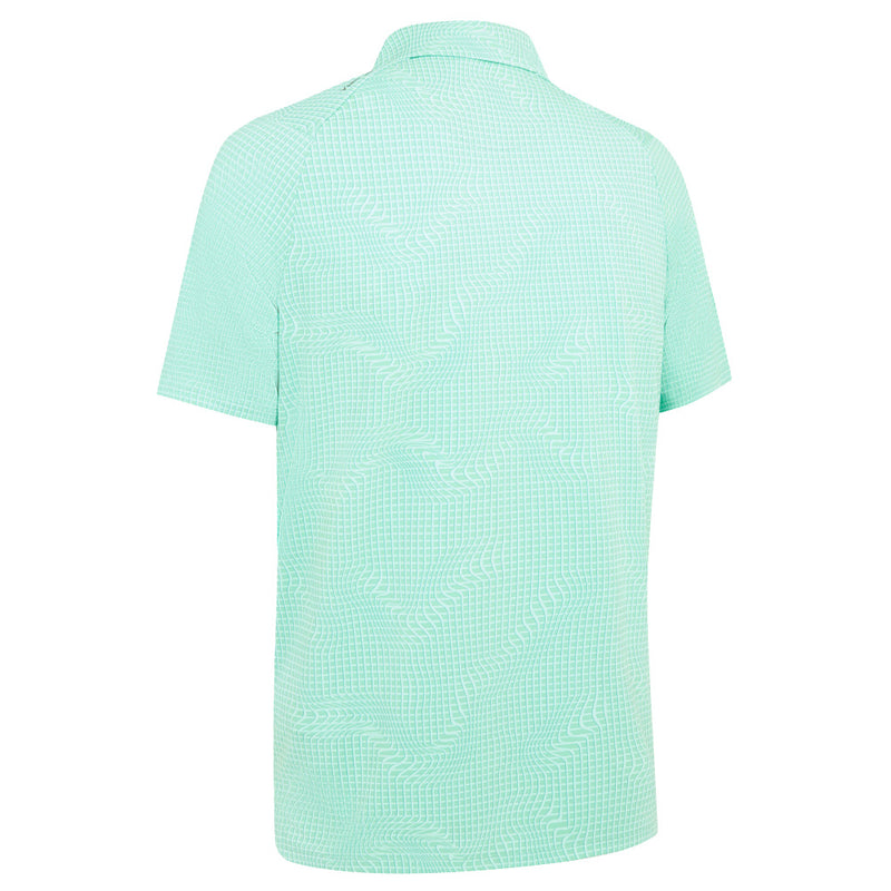 Callaway Warped Gingham Print Polo Shirt - Neptune Green