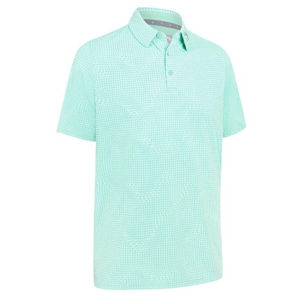 Callaway Warped Gingham Print Polo Shirt - Neptune Green