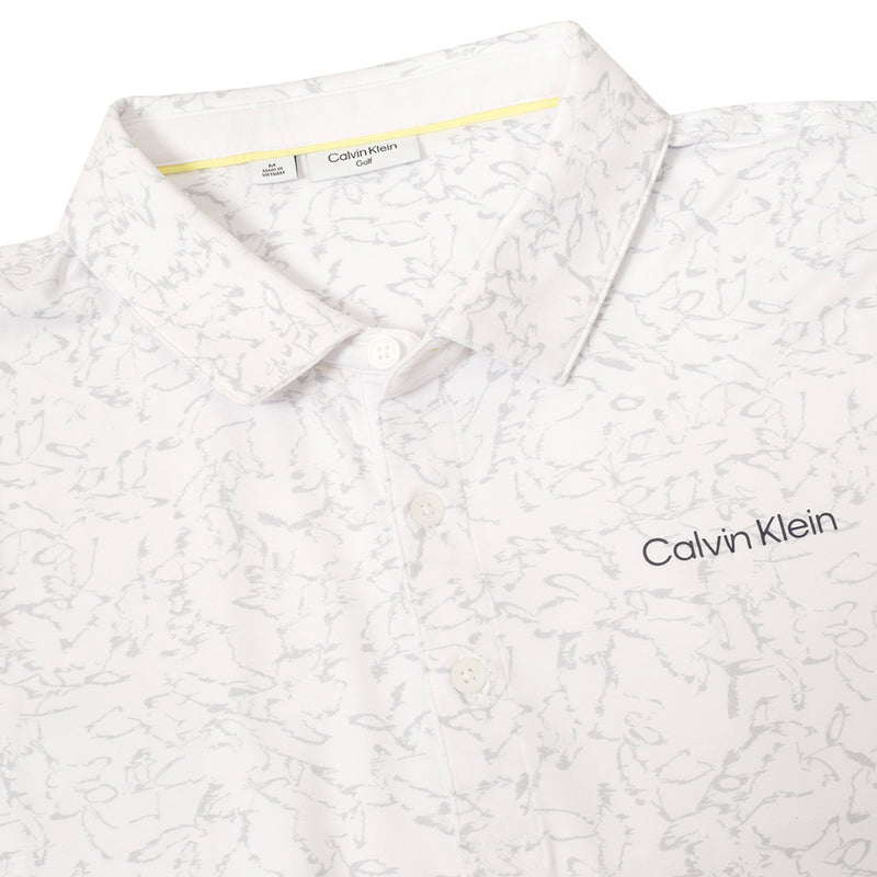 Calvin Klein Abstract Watercolour Printed Polo Shirt - White