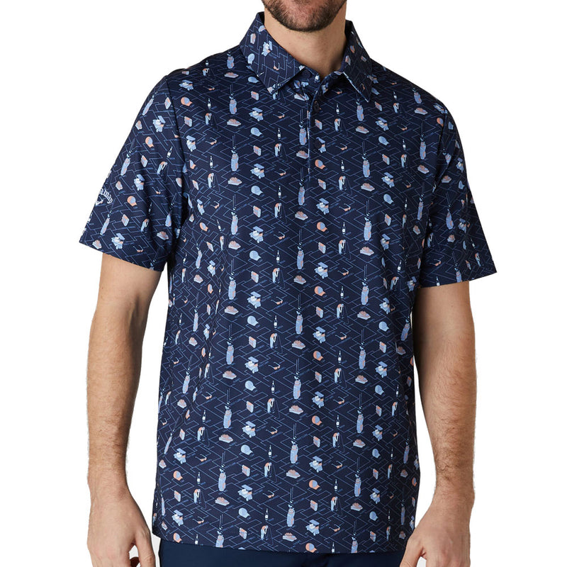 Callaway All Over Essential Print Polo Shirt - Peacoat