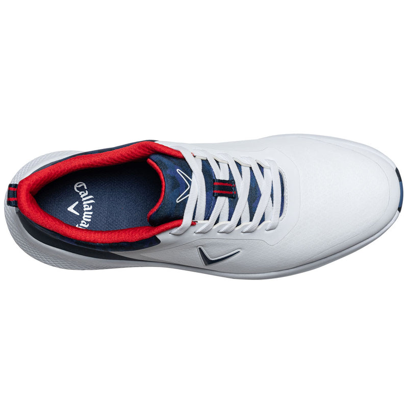 Callaway Chev Star Spikeless Waterproof Shoes - White/Navy/Red