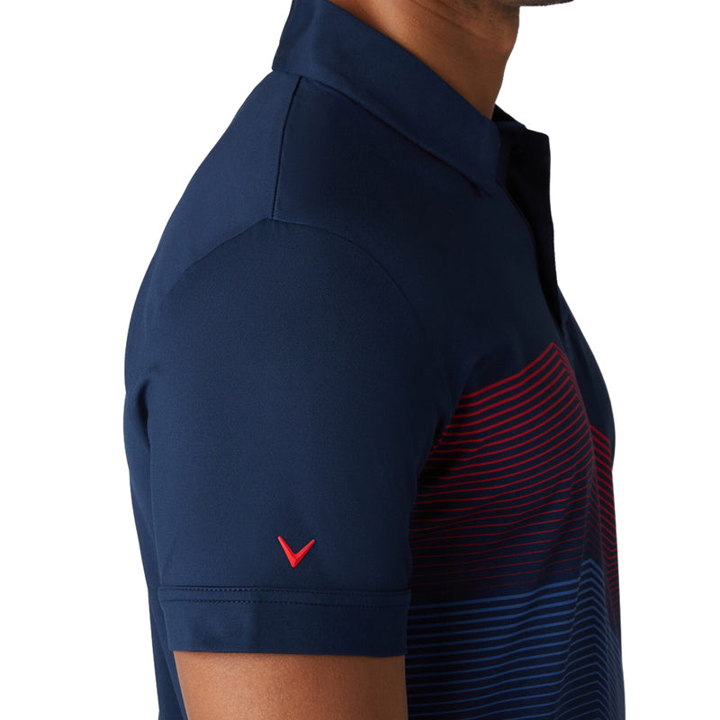 Callaway Linear Chev Print Polo Shirt - Navy Blazer