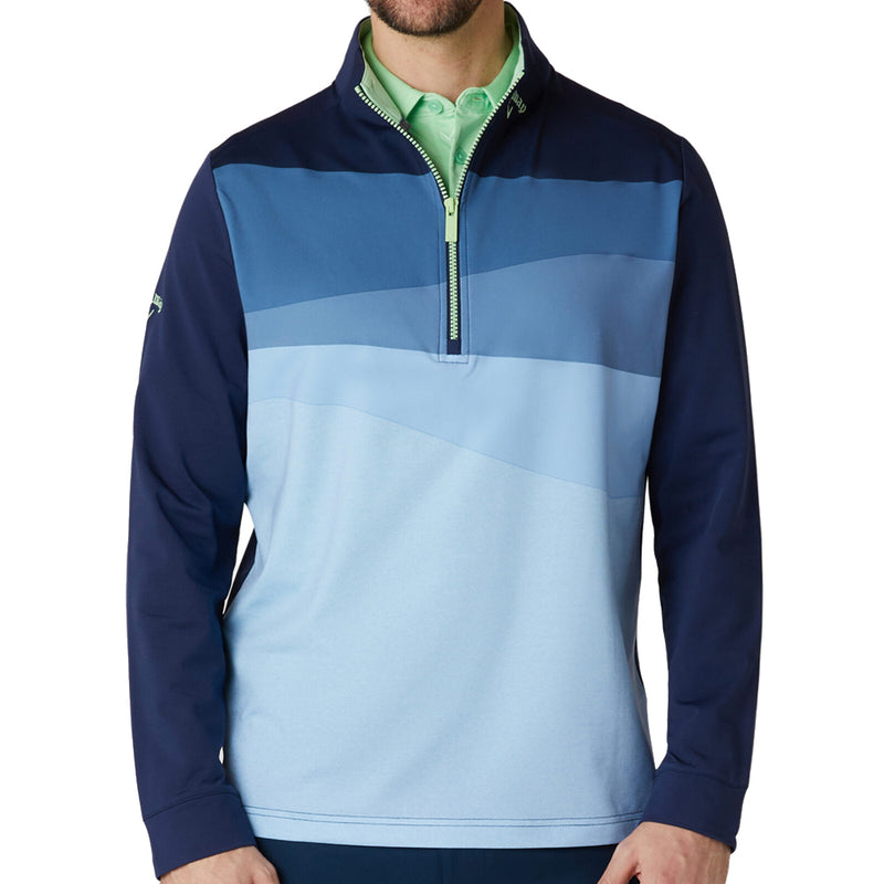 Callaway 1/4 Zip Printed Blocked Pullover - Peacoat