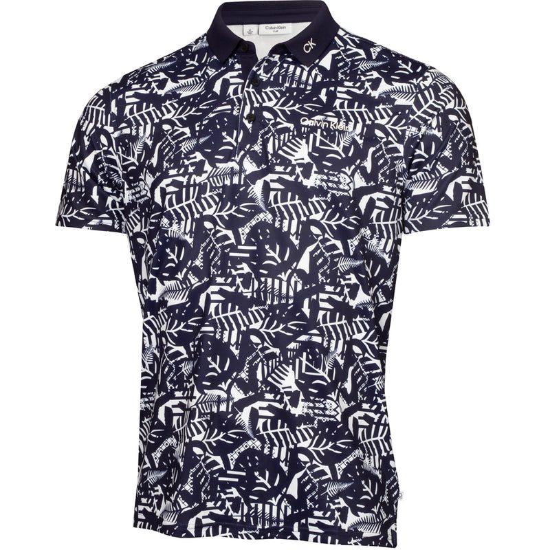 Calvin Klein Abstract Print Polo Shirt - White/Evening Blue