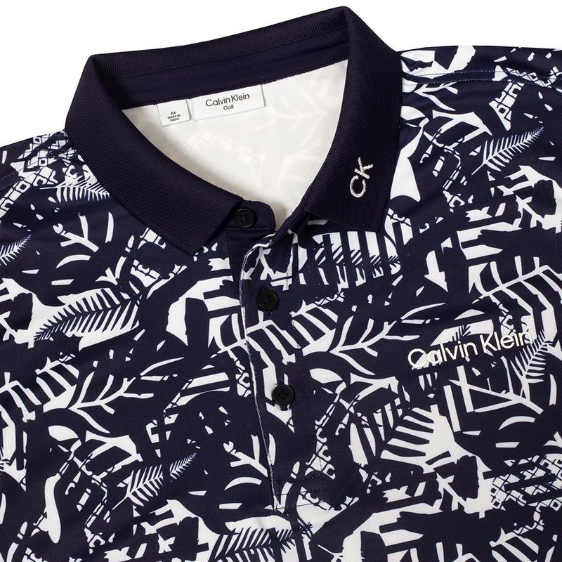 Calvin Klein Abstract Print Polo Shirt - White/Evening Blue