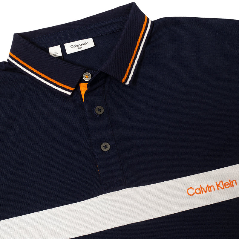 Calvin Klein Hubbard Long Sleeve Hybrid Polo Shirt - Evening Blue