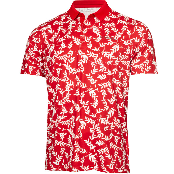 Calvin Klein Leaf Print Polo Shirt - Red/White