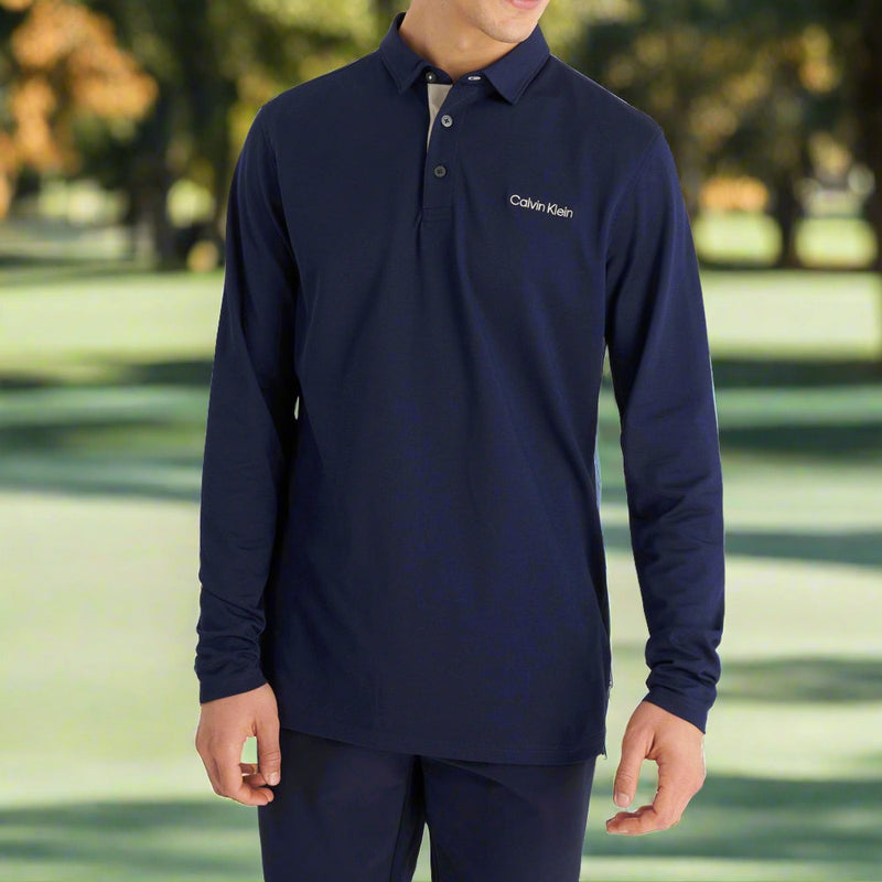 Calvin Klein Medina Long Sleeve Polo Shirt - Evening Blue