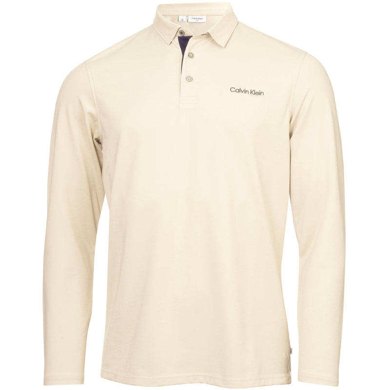 Calvin Klein Medina Long Sleeve Polo Shirt - Sand Marl