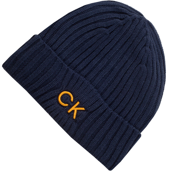 Calvin Klein Ribbed Knit Beanie HD Embroided - Engine Blue