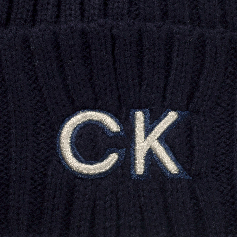 Calvin Klein Ribbed Knit Beanie HD Embroided - Evening Blue