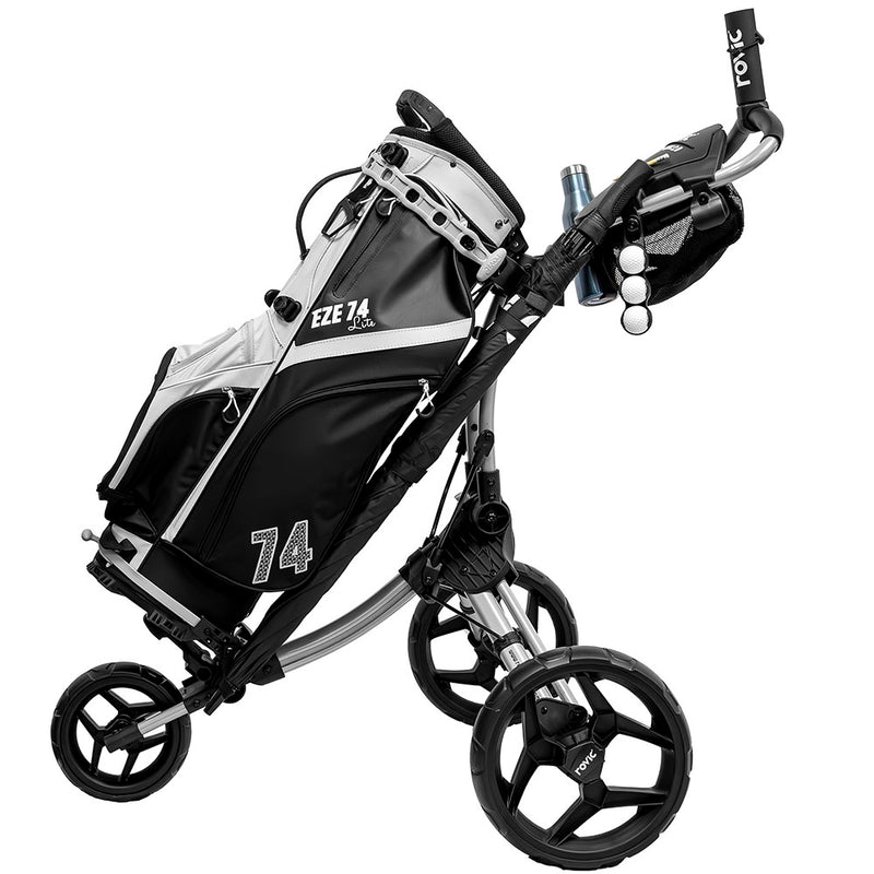 Clicgear Rovic RV1C 2.0 Compact 3-Wheel Push Trolley - Silver/Black