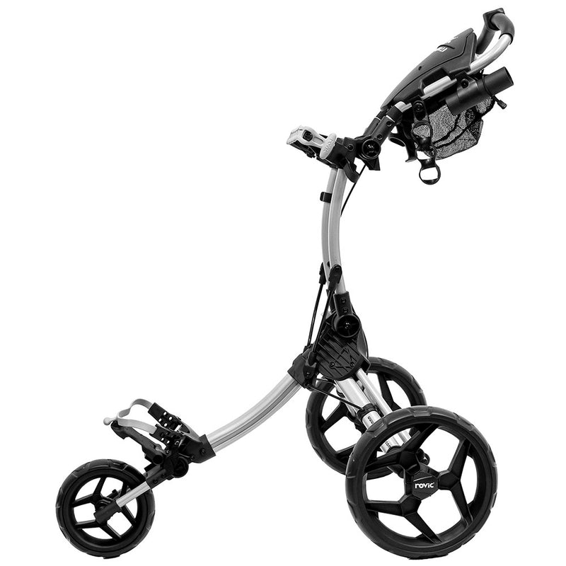 Clicgear Rovic RV1C 2.0 Compact 3-Wheel Push Trolley - Silver/Black