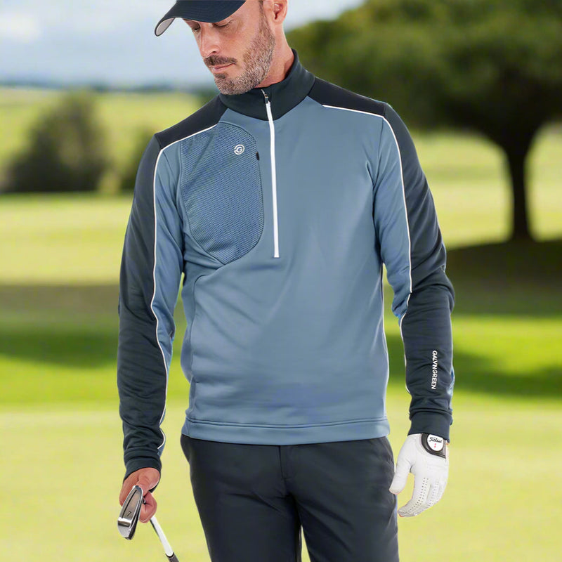 Galvin Green Dave 1/4 Zip Pullover - Moonlight Blue/Navy