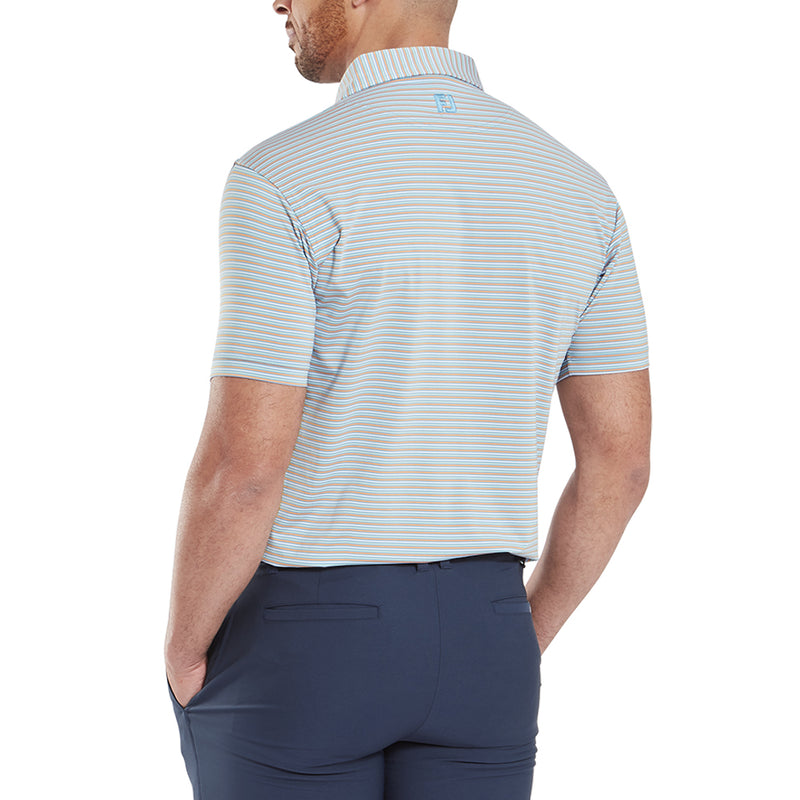 FootJoy Balance Stripe Lisle Polo Shirt - Blue Jay