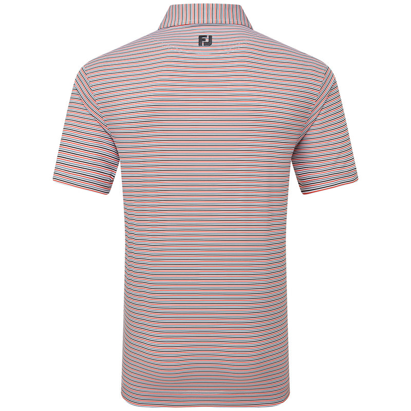 FootJoy Balance Stripe Lisle Polo Shirt - White/Hibiscus