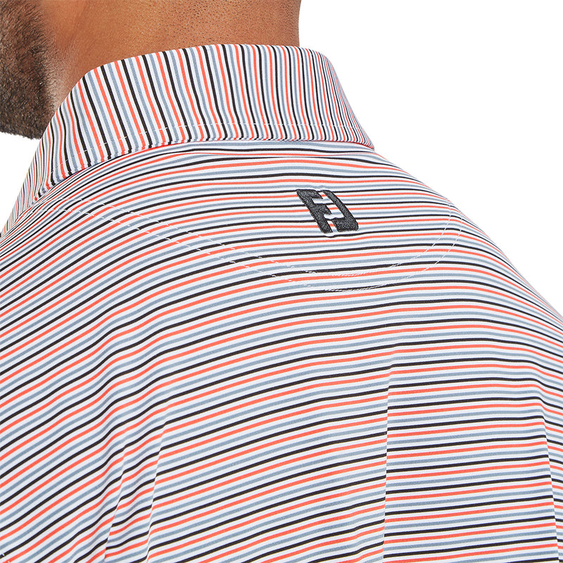 FootJoy Balance Stripe Lisle Polo Shirt - White/Hibiscus