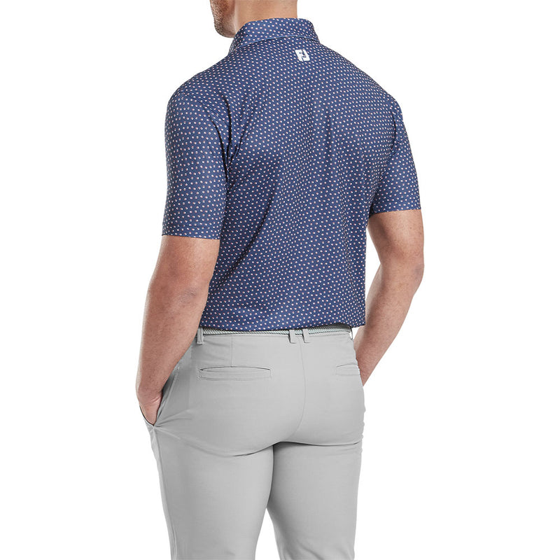 FootJoy Bounce Print Pique Polo Shirt - Dark Denim