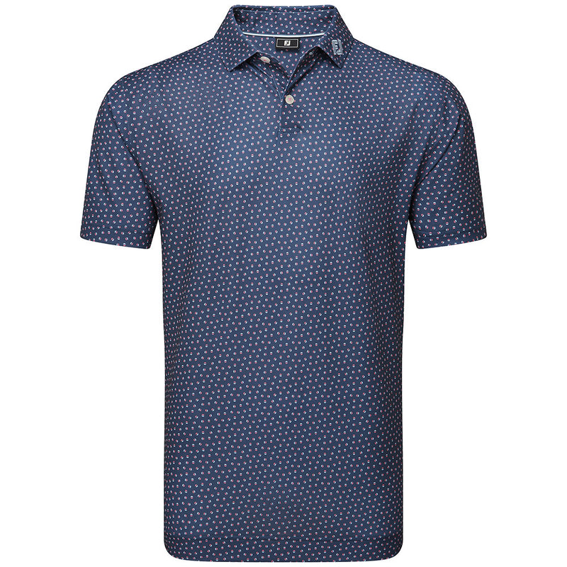 FootJoy Bounce Print Pique Polo Shirt - Dark Denim