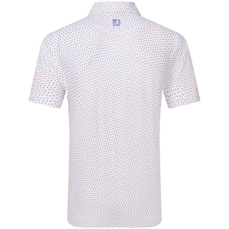 FootJoy Bounce Print Pique Polo Shirt - White/Hibiscus/Flint