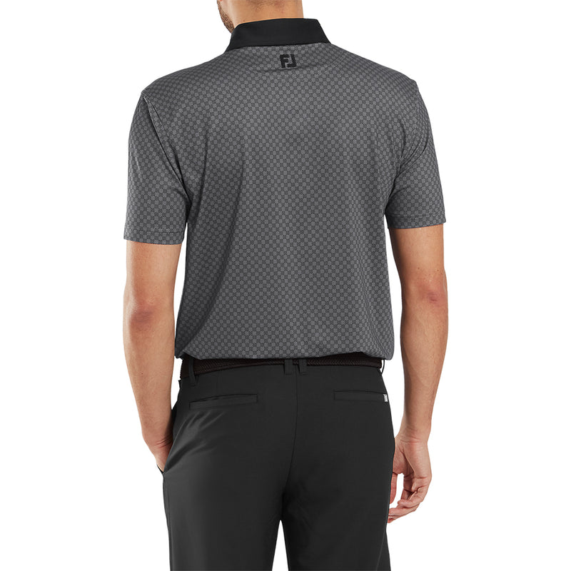 FootJoy Checker Jacquard Polo Shirt - Black/White