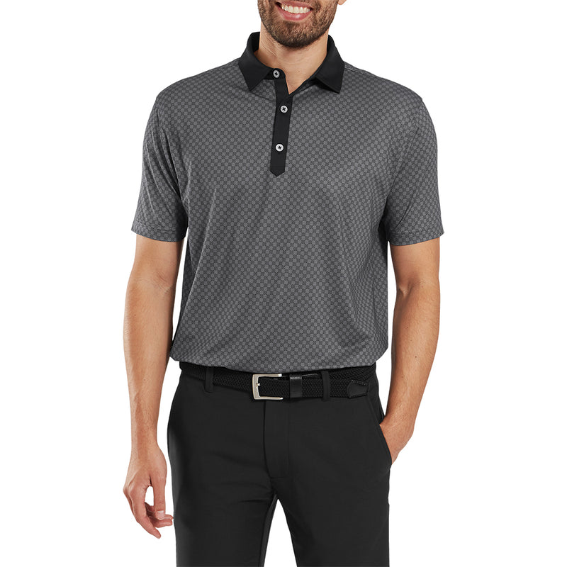 FootJoy Checker Jacquard Polo Shirt - Black/White